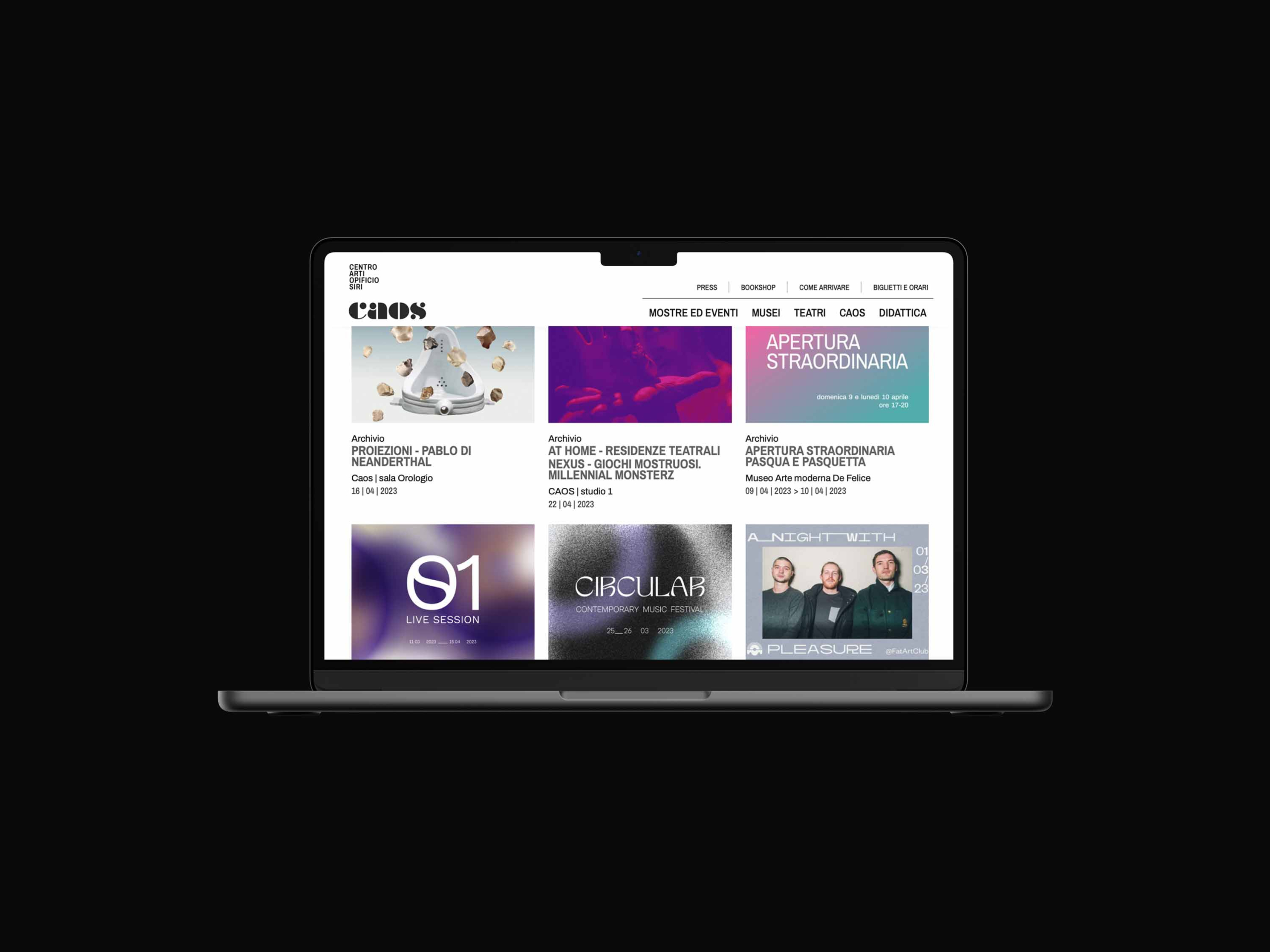 Website design, CAOS - Centro Arti Opificio Siri